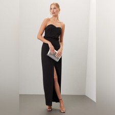 Badgley Mischka Jewel Strapless Black Gown sz 10 Black Strapless Formal