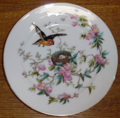 3 Antique CFH Charles Field Haviland Porcelain Plates - Bird