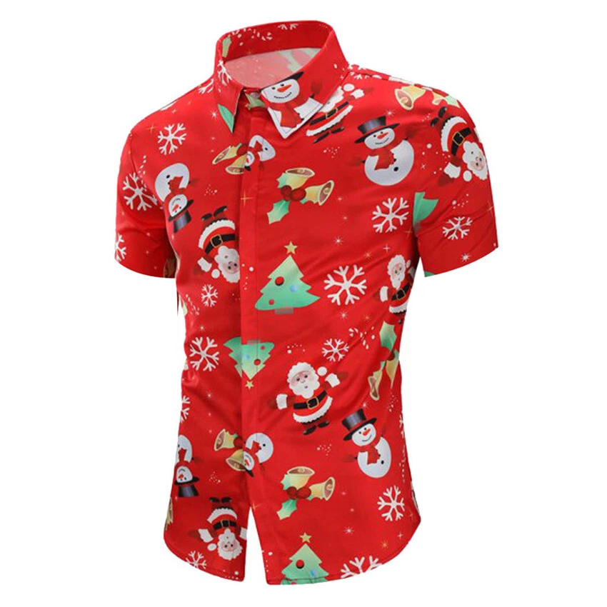 Camisa de festa casual Natal praia verão havaiana clássica masculina clássica SN-F2-5 - Imagem 2 de 4