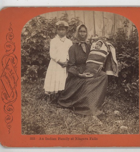Eine indische Familie bei Niagarafällen Curtis Stereoview c1870 - Bild 3 von 5