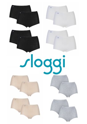 Sloggi Womens Cotton Briefs Maxi Basic+ Soft Gusseted in Various Colours- 4 Pack