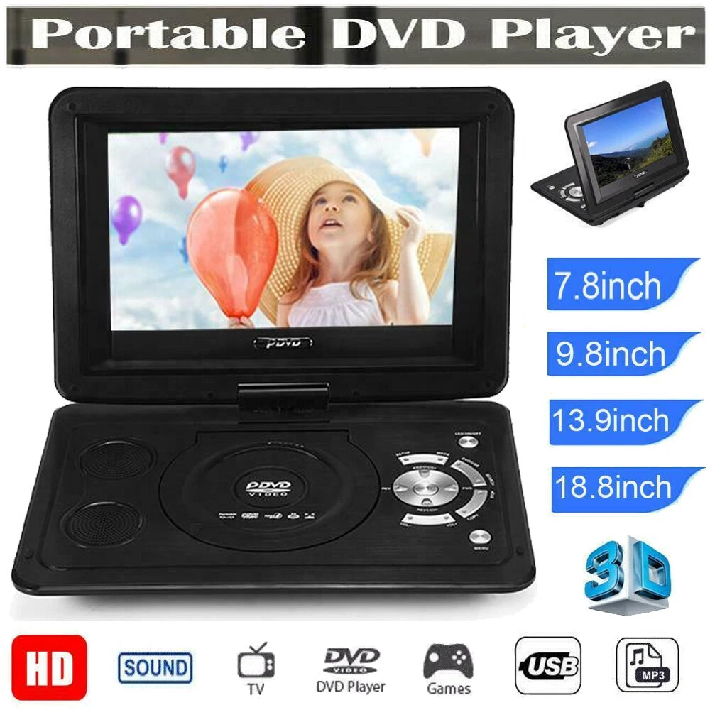 7.8/9/10.1inch Portable DVD Player HD TV AVI CD-R/RW Multimedia + Gamepad
