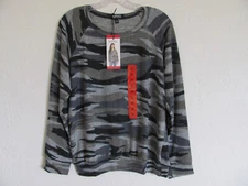Buffalo David Bitton Long Sleeve Crew Neck Shirt- Gray Camo -Size M (8-10) NWT 