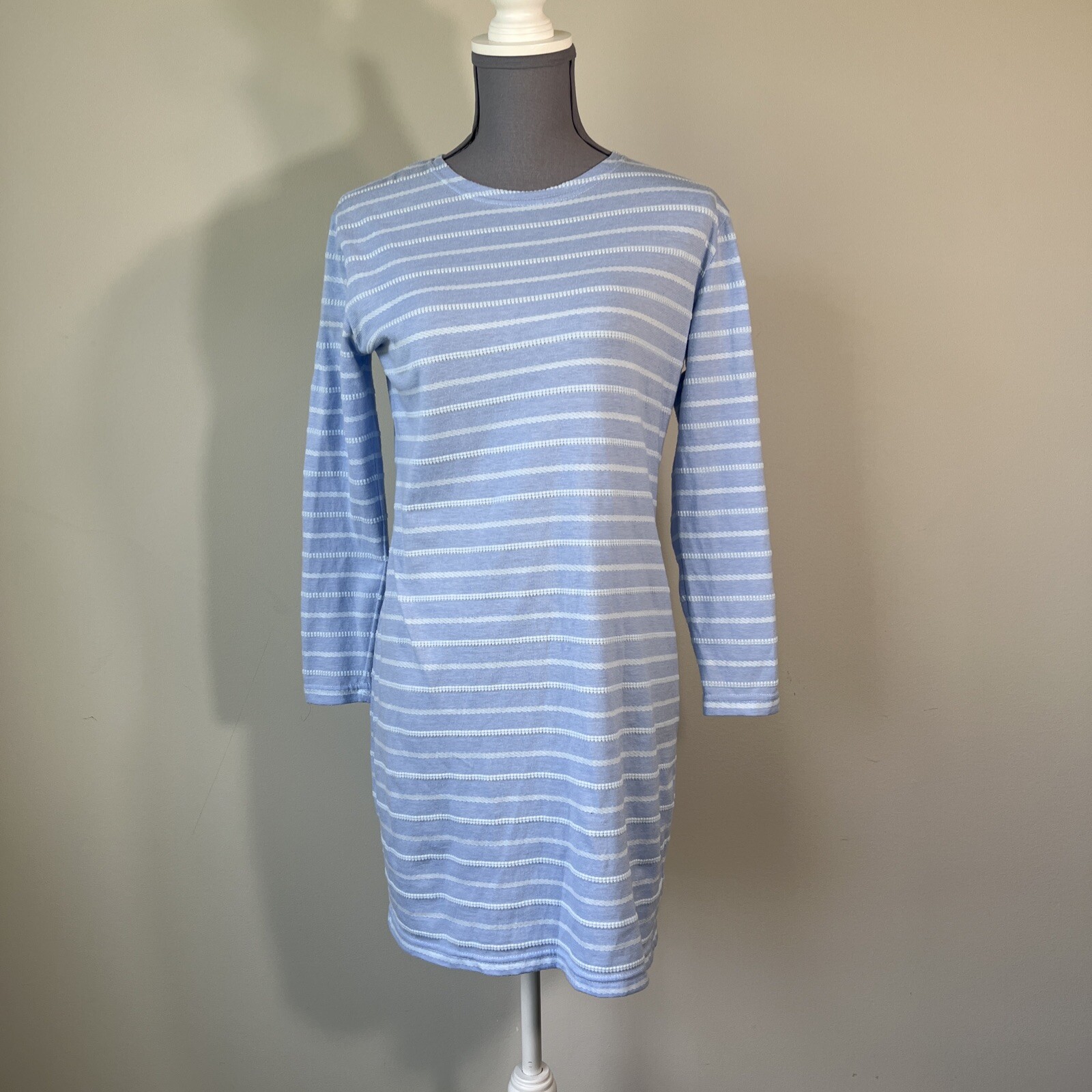 Sable Blue Long Sleeve Knit Dress Pale 