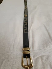  Mens Black Leather Belt Studded And Rams Heads