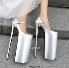 Women's 30cm Super High Heel Stiletto Buckle Platform Dance Pump Shoes Oversize