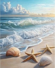 Diamond Art Kits for Adults Beach Shells-5D Diamond 12 x 16 in 1 Pack beach