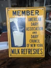 Vintage Original American Dairy Association New York Milk  Tin Advertising Sign