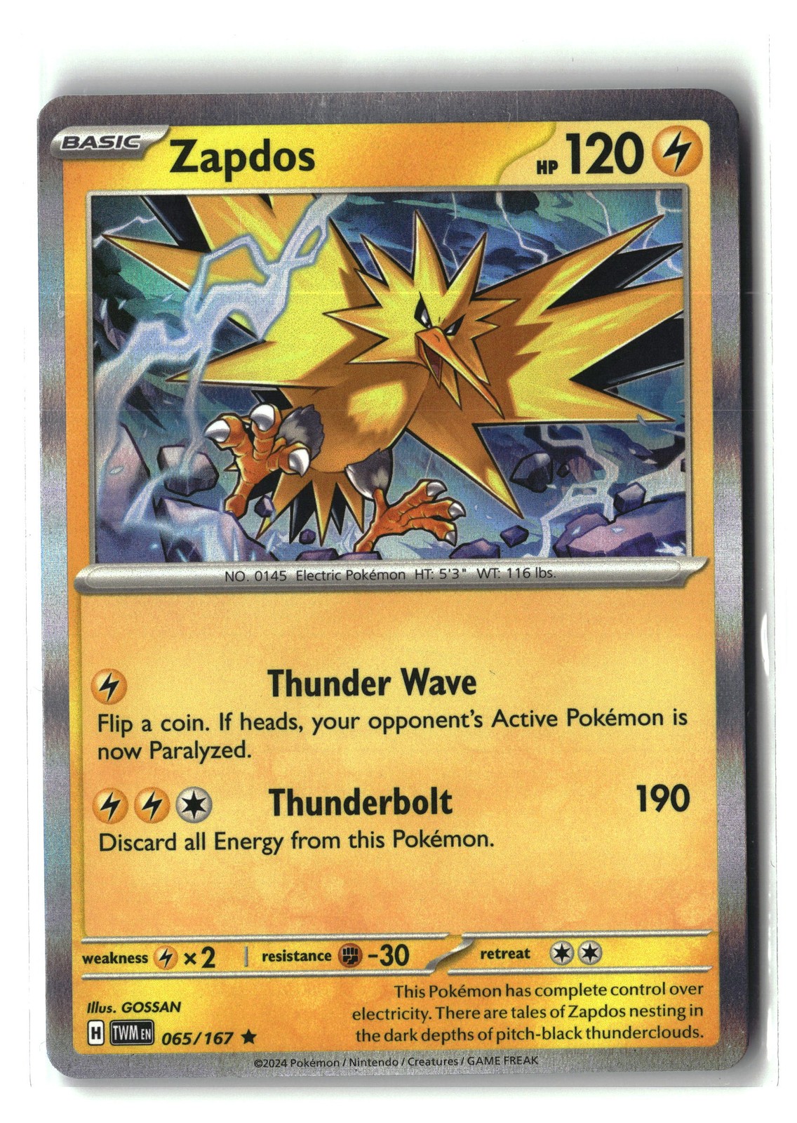 SV06: Twilight Masquerade #065/167 Zapdos