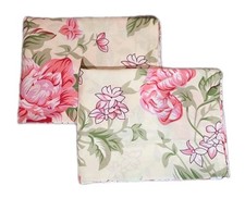 Set of 2 Green  pink Floral Microfiber Pillowcases 20 X 30 Standard