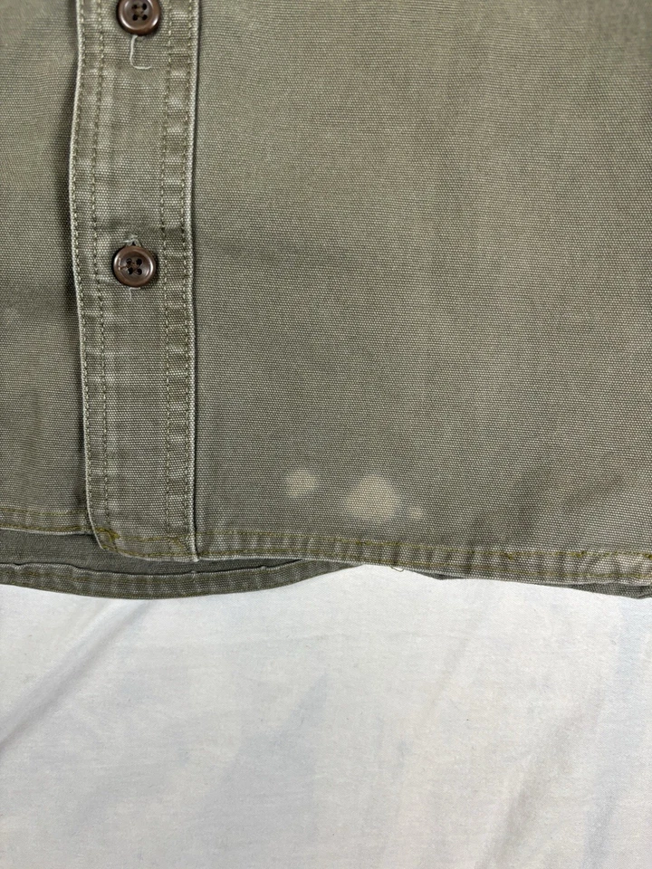 VTG Eddie Bauer Military Green Shirt Jacket Mens L Button Up Canvas Y2K Shacket - Image 3 of 4