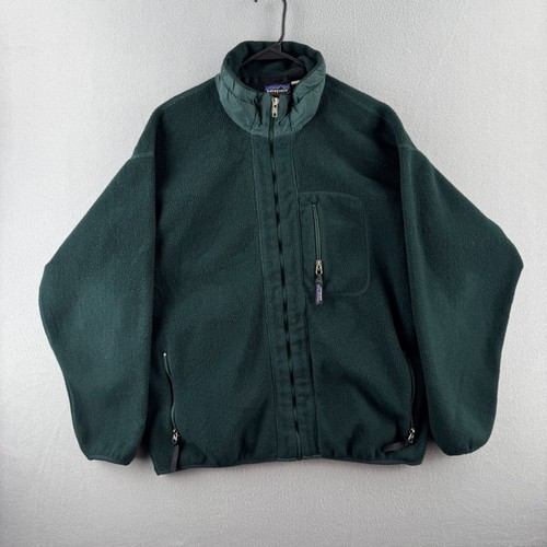 Vintage Patagonia Jacket Mens XL Forest Green Synchilla Full Zip 90s USA