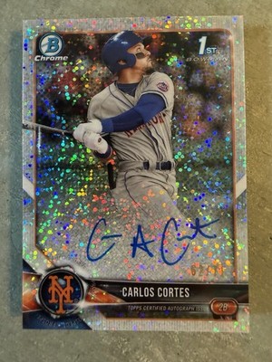 2018 Bowman Chrome Draft CARLOS CORTES 1st Sparkle Refractor AUTO RC/71 Clean 