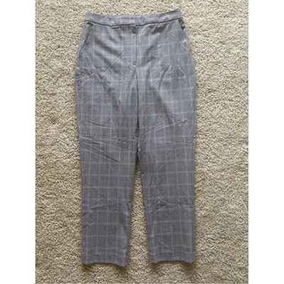 NWT Express Editor Straight Ankle Super High Rise Plaid Pants Gray Size 12L