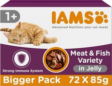 IAMS Adult Wet Cat Food Land & Sea in Jelly 72 x 85g 1 count (Pack of 72) 6.04 per kilo