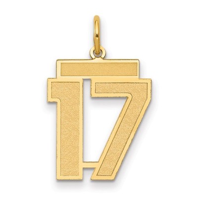 14k Gelbgold Medium Satin Zahl ''17'' Charm Anhänger 0,54g