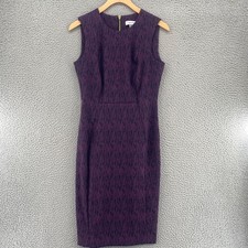 Calvin Klein Dress Womens 4 Purple Hatch Sheath Sleeveless Knee Length Stretch