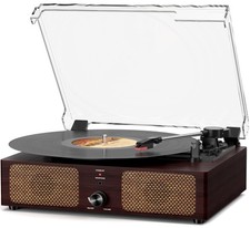 Vinyl Record Player Turntable with Built-in Bluetooth Receiver  2 Stereo Spe...