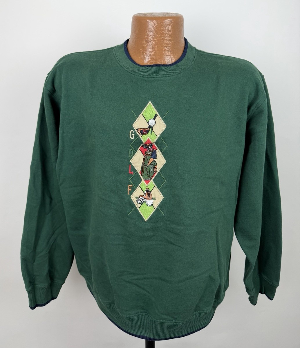 メンズウェア 90's DELTA GOLF SWEAT SHIRT MADE IN USA Vintage Golf Sweatshirt Mens Large Forest Green Crewneck