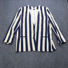 Alfred Dunner Vintage Nautical Coastal Stripe Collarless Blazer