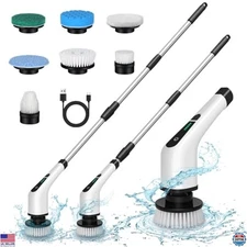 Cordless Electric Spin Scrubber with 7 Brush Heads for Bathroom & Kitchen