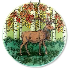 Elk Deer Christmas Tree Ornament - Art Glass Light Catcher