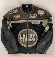 Vintage Lucky Strike Leather Biker Jacket Motorcycle Jacket Size XL
