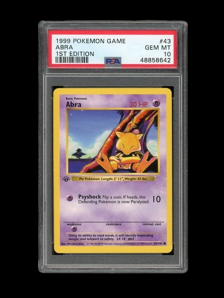 Pokemon PSA 10 GEM MINT 1999 Abra 1st Edition Base Set Shadowless