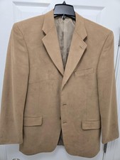 Vintage Men's Jeffrey Banks Supra Suede TAN BROWN Suit Blazer Jacket 44R / 44 R