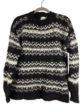 Rey Wear Women's M 100 Alpaca Nordic Pattern Pullover Crew Neck Sweater Vintage