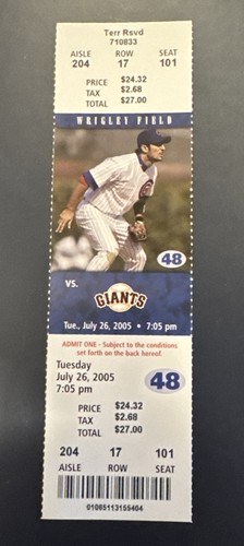 Greg Maddux Career Strikeout 3,000 (K) Chicago Cubs Season Ticket 7/26/2005
