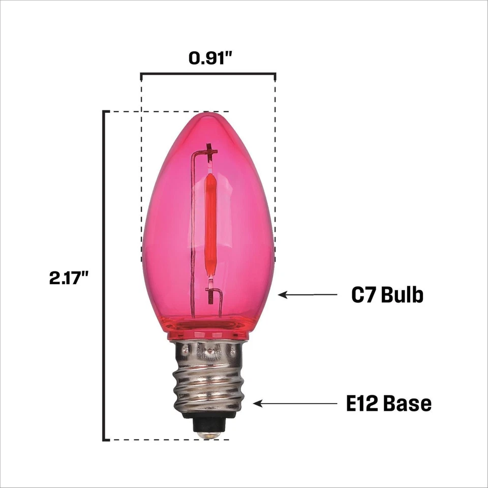 Westinghouse 0.6 Watt (7 Watt Equivalent) Pink C7 Omni Filament LED Light Bulb C - Image 4 of 4
