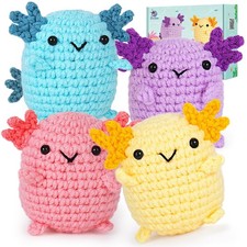 Crochetta Crochet Kit for Beginners, Starter Small, Mini Axolotls