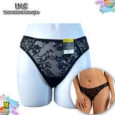 NWT INC International Concepts M Embellished Lace Bikini Panty 100182133, Black