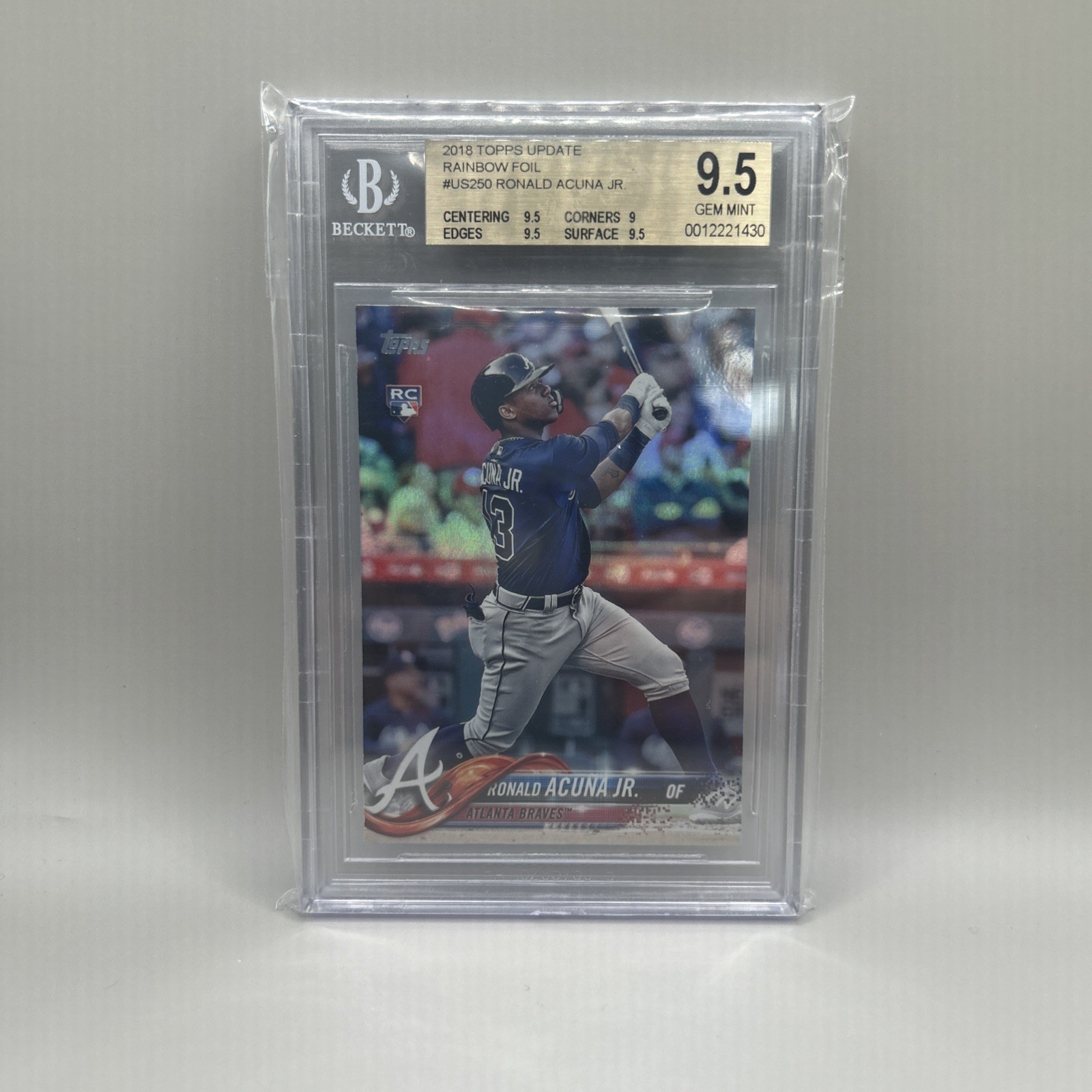 2018 Topps Update Ronald Acuna Jr. Rainbow Foil Rookie US250 BGS 9.5 GEM MINT RC
