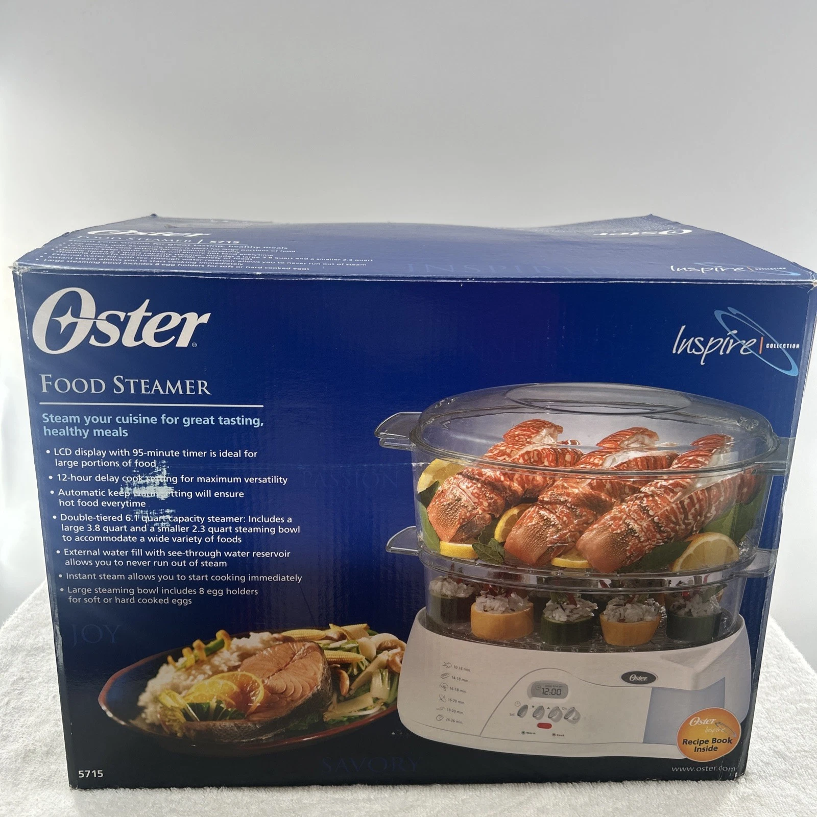 Oster 5715 Double-tiered 6.1 qt White Food Cooker & Steamer Inspire Collection