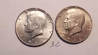 KENNEDY HALF, 40% SILVER, TWO 1968 -D COINS