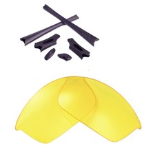 Walleva Yellow Non-Polarized Lenses And Black Rubber Kit For Oakley Flak Jacket