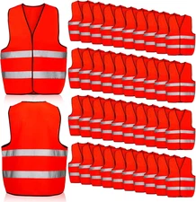 60 Packs Safety Vests Pack High Visibility Construction Vests Reflective Working