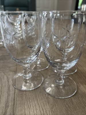 Set Of 4 Dessert Wine Glasses 6 Point Star Vintage