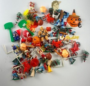 1980s Vintage Cake Toppers He-Man, Clowns, Christmas, Football, Road Work x 65