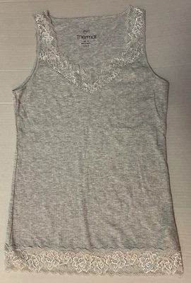 F&F Thermal Vest Cami Top Medium Light Grey Lace Trim Super Soft LN - Image 1 of 4
