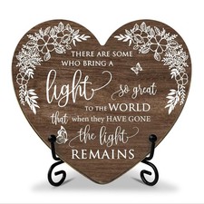 Floral Decor Sympathy Gifts for Loss of Loved One Wood Heart Keepsake In Memo...