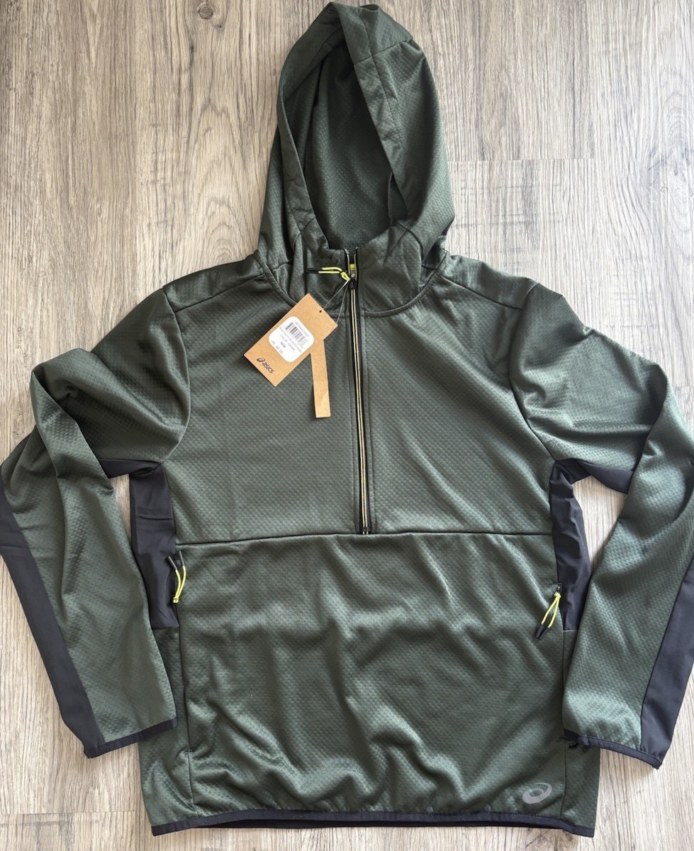 ASICS Men's Knit Grid Fleece 1/4 Zip Pullover Hoodie Size Small