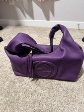 Gucci Women s Purple Logo Pebbled Hobo Bag Go...