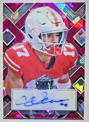 2022 Leaf Metal Draft Portrait Autographs Chris Olave Ohio St Pink Crystals /10
