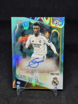 2025-26 Topps Chrome UEFA Eduardo Camavinga Autograph Aqua Lava #'d 190/199