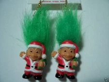 CHRISTMAS SANTA EARRINGS - 2" Russ Troll Dolls - NEW
