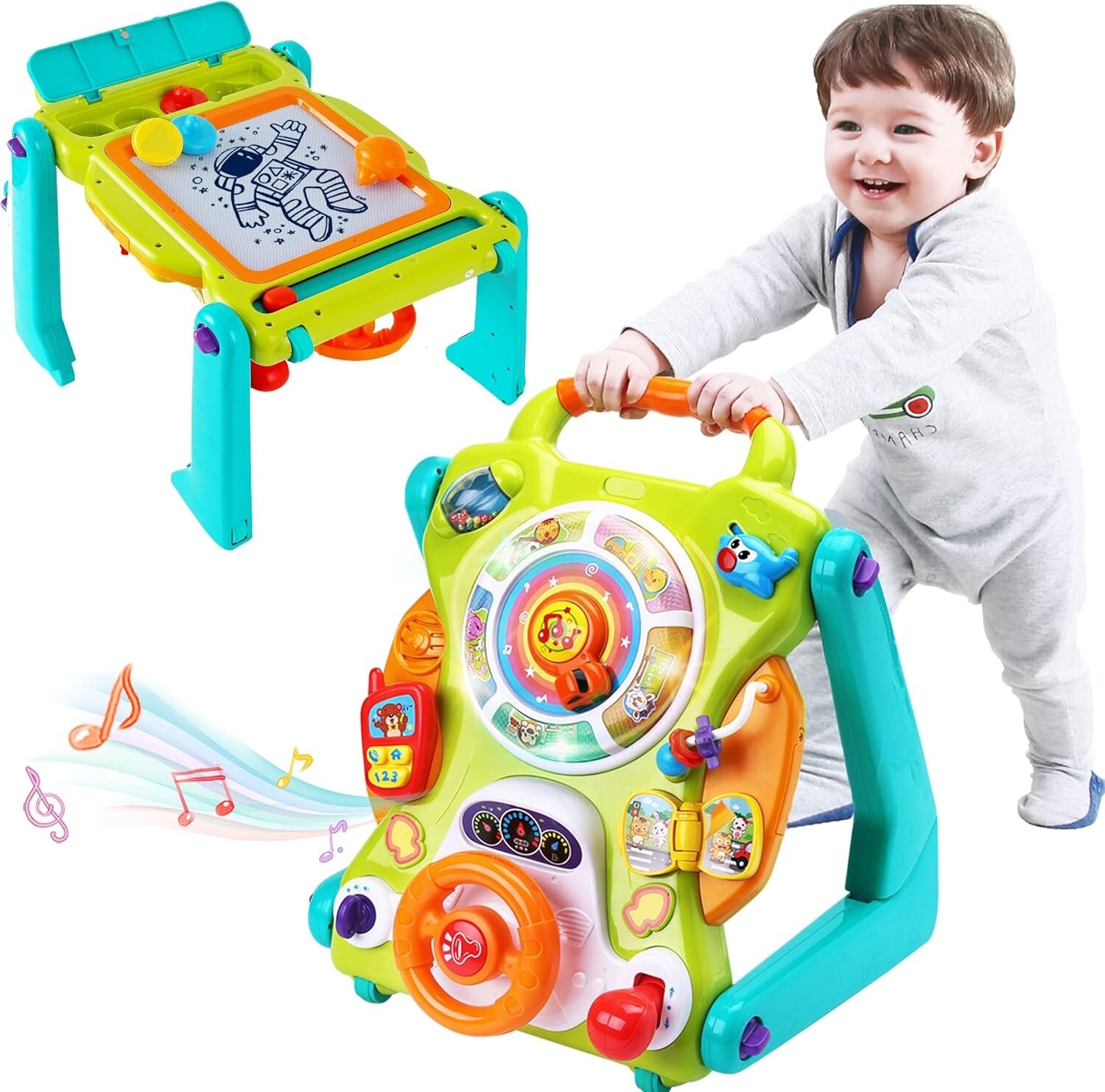 3 in 1 Baby Walker - Activity Center & Musical Fun Table for Toddlers