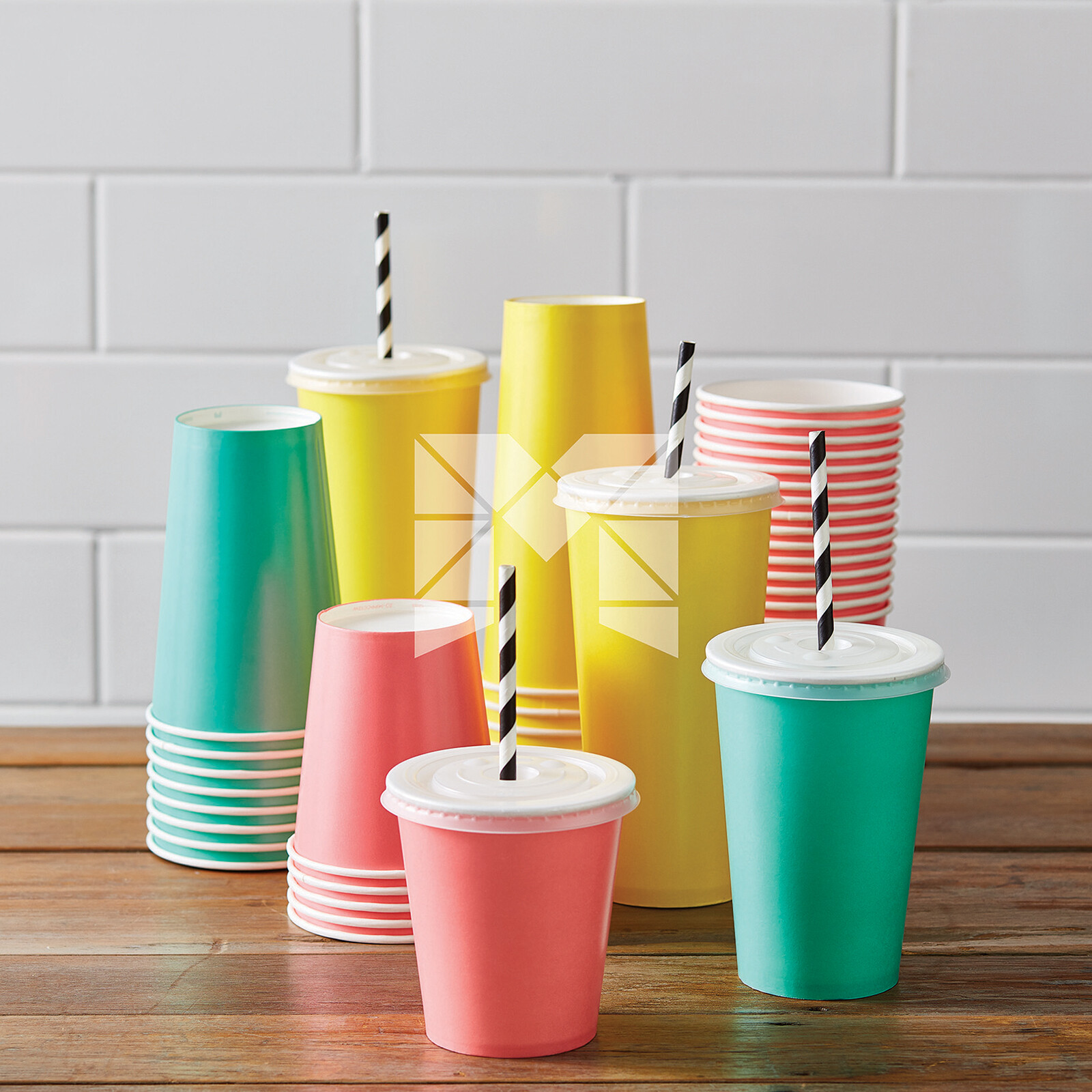 50x Paper Cold Drink Cup 12oz / 365mL Watermelon Pink Milkshake Slushie ...